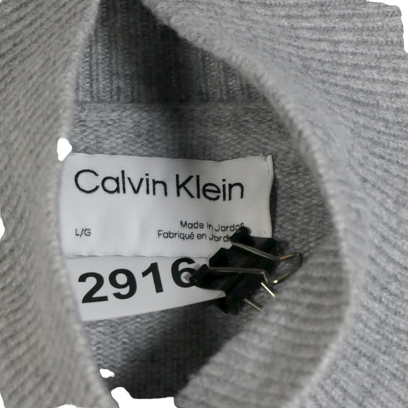Calvin Klein Wool Cashmere Gray Sweater Men Large Long Sleeve Mock Neck Logo - Picture 9 of 9